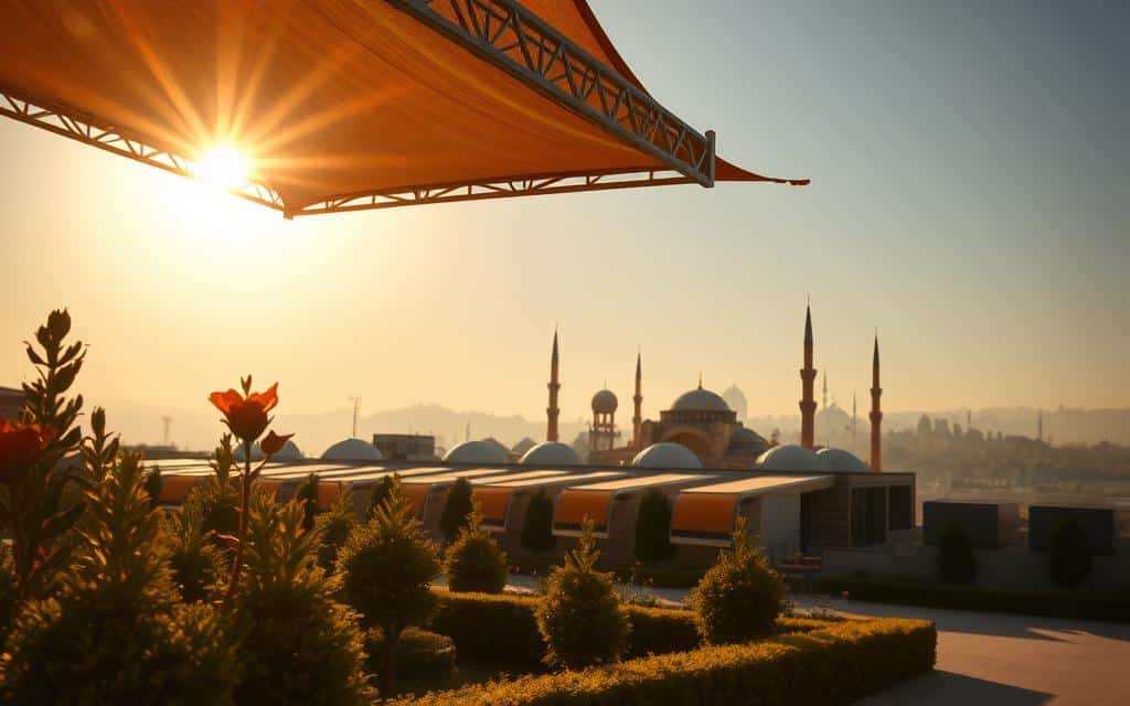 مظلات وسواتر حديثة مركبة في فناء منزل بحي الريان بالرياض