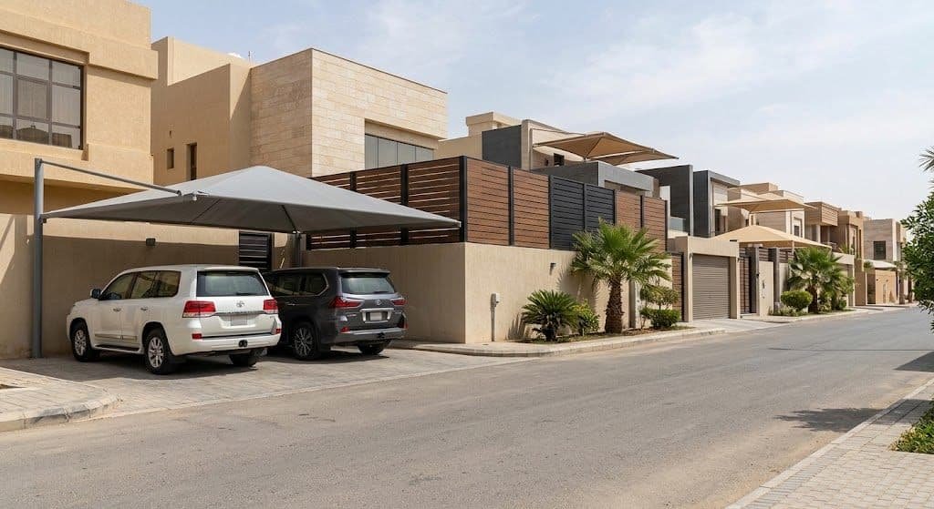 فريق عمل محترف يقوم بأعمال تصميم وتركيب المظلات والسواتر بدقة وأمان باستخدام أحدث المعدات وأجود الخامات ضمن خدمات مظلات وسواتر حي الخليج بالرياض لضمان حماية متكاملة ومظهر جمالي وراحة العملاء.