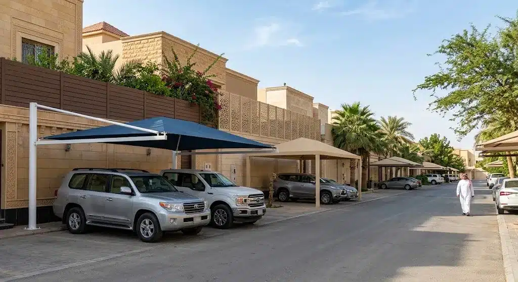 فريق عمل محترف يقوم بأعمال تصميم وتركيب المظلات والسواتر بدقة وأمان باستخدام أحدث المعدات والخامات عالية الجودة ضمن خدمات مظلات وسواتر حي بدر لضمان توفير الظل والخصوصية التامة وراحة العملاء.